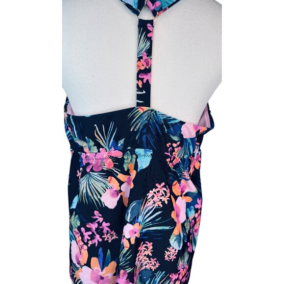 2/$30 NWT Raisins Curve Size 14 Floral Tankini Top Plus Black Pink Blue - Picture 11 of 16